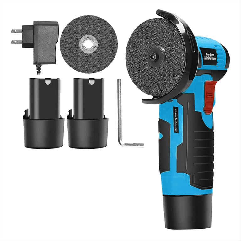 12V Cordless Mini Angle Grinder Kit | Portable Brushless Cut-Off Tool with 2x Batteries & Cutting Discs