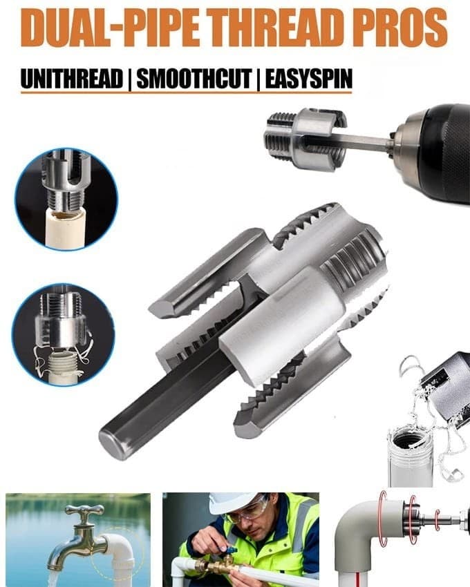 2-in-1 Drill Powered Pipe Threader – Universal Internal & External Threading Tool for PPR & PVC
