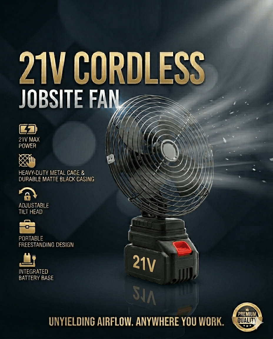 21V Cordless Jobsite Fan | Heavy Duty Portable Battery Fan - Image 1