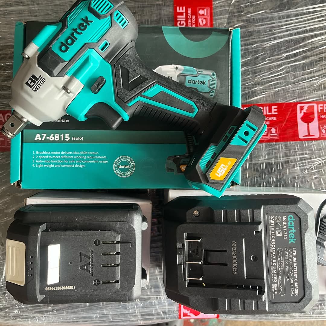 Dartek A7-6815 Brushless Cordless Impact Wrench - 450N.m High Torque 21V Lithium Power Kit - Image 1