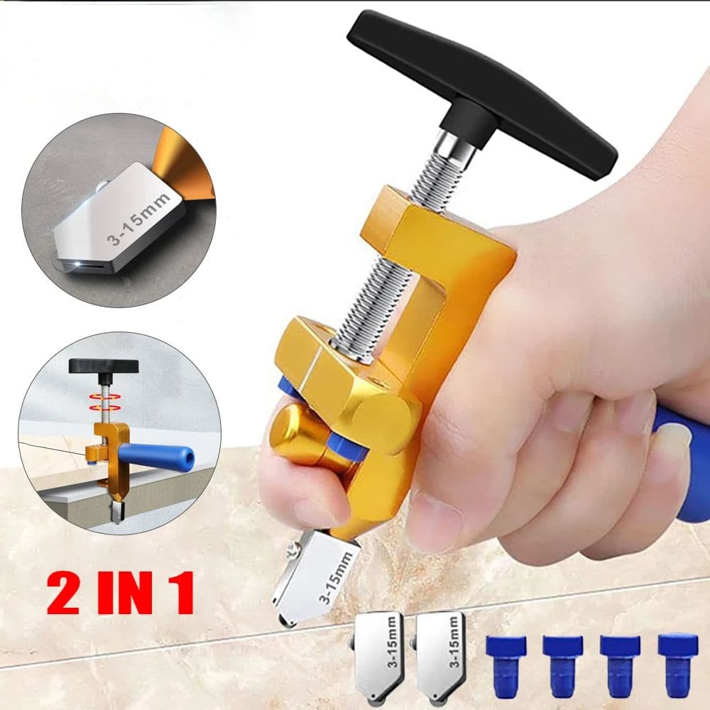 Professional 2-in-1 Handheld Tile & Glass Cutter Kit - Manual Breaking and Scoring Tool - Image 1