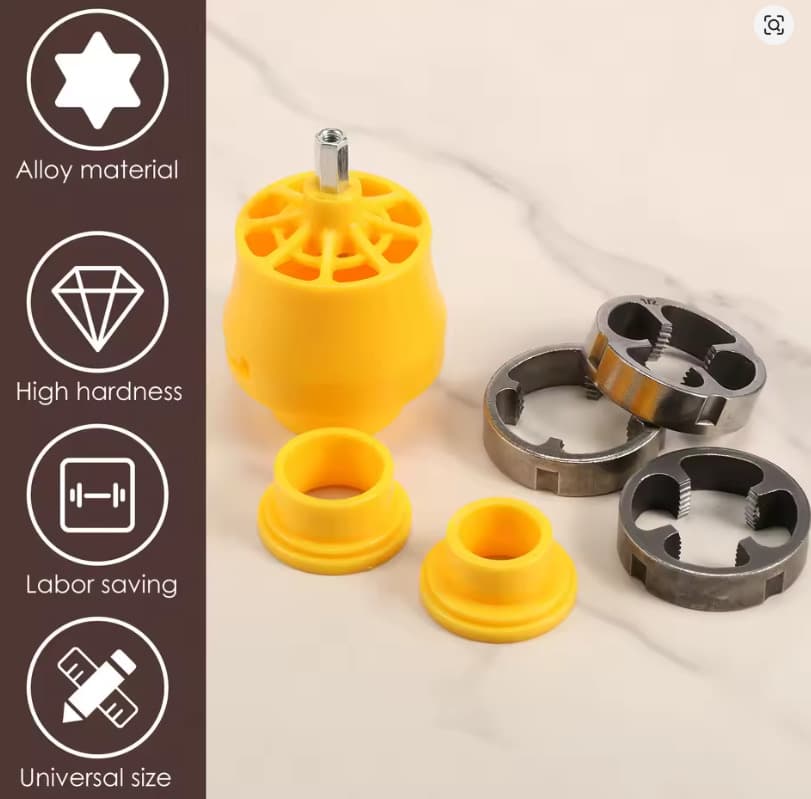Professional PVC Pipe Threading Tool Kit - 3-Size Manual NPT Die Stock Set for Plastic Pipes - Image 1