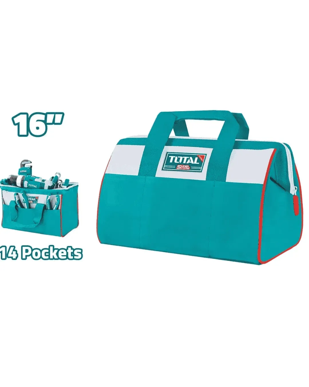 TOTAL 16 Inch Heavy Duty Tool Bag with 14 Pockets THT26161