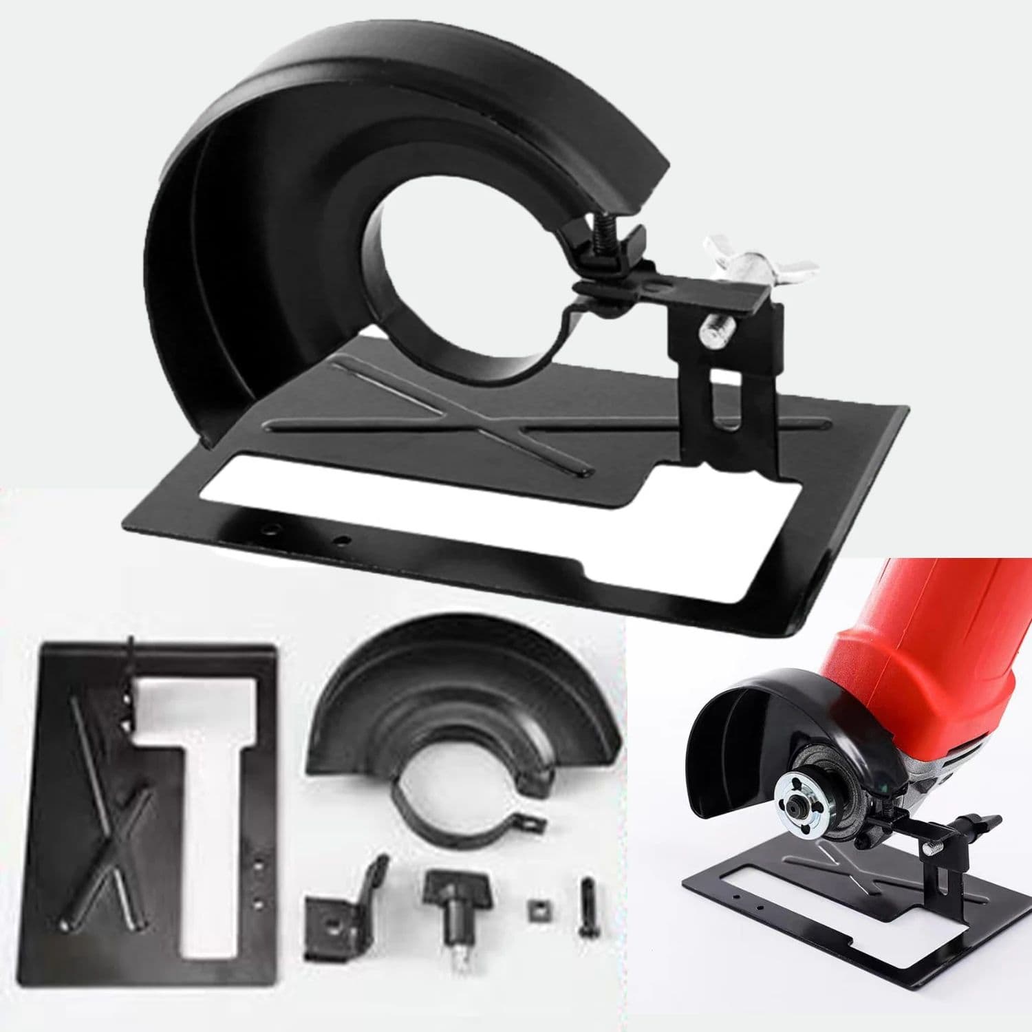 Universal Angle Grinder Base Bracket with Safety Guard - Adjustable Cutting Stand for 100mm Grinders - Image 1