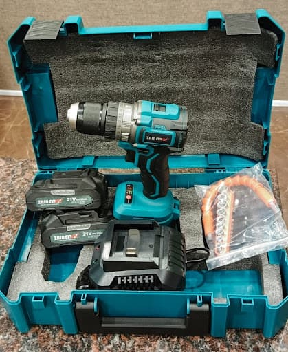 Zain Max 21V Heavy Duty Cordless Impact Drill - 13mm Metal Chuck Professional Kit with Dual Batteries - Image 1